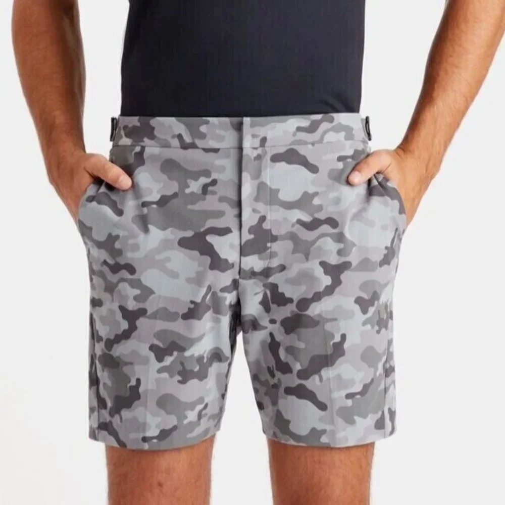 NWT G/Fore Men's Gray Camo Tech Tab 4-Way Stretch Performance Golf Shorts